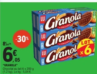 Biscuits Granola Chocolat au lait Lu