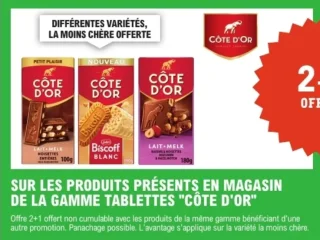 SUR LES PRODUITS PRÉSENTS EN MAGASIN DE LA GAMME TABLETTES "CÔTE D'OR"