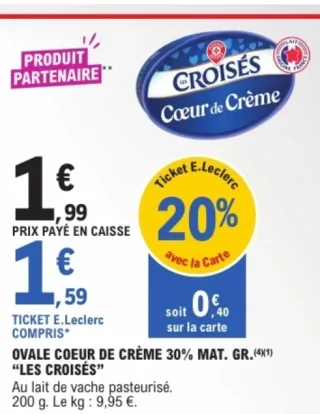 Ovale Coeur de Crème 30% Mat. Gr. Les Croisés