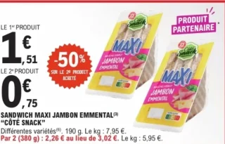 Sandwich Maxi Jambon Emmental Côté Snack