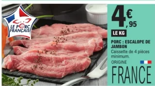 Porc : escalope de jambon