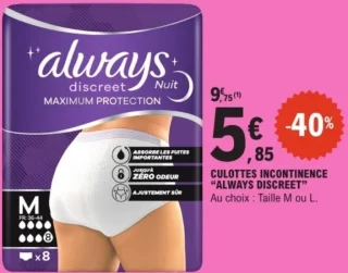 Culottes incontinence Always Discreet
