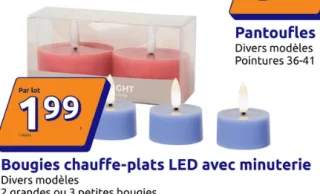 Bougies chauffe-plats LED avec minuterie