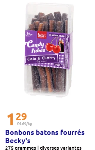 Bonbons batons fourrés Becky's