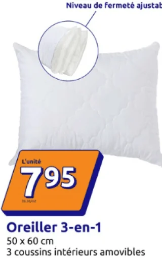 Oreiller 3-en-1 50 x 60 cm