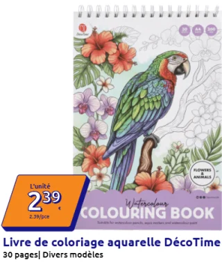Livre de coloriage aquarelle DécoTime