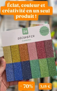 Decopatch à paillettes 24 feuilles 12 couleurs