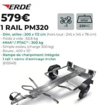 ERDÉ Porte-motos 1 Rail PM320