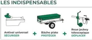 Feu Vert Les Indispensables (Antivol universel + Bâche plate + Roue jockey télescopique)
