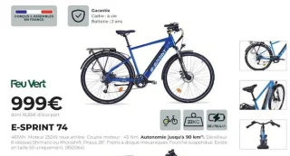 Vélo électrique Feu Vert E-SPRINT 74