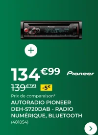 Autoradio Pioneer DEH-S720DAB - Radio numérique, Bluetooth