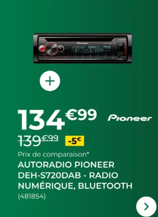 Autoradio Pioneer DEH-S720DAB - Radio numérique, Bluetooth