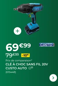 Clé à choc sans fil 20V Custo Auto