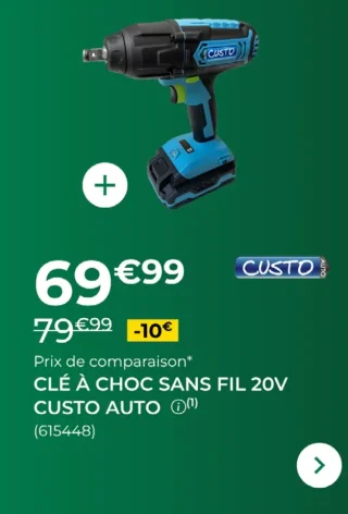 Clé à choc sans fil 20V Custo Auto