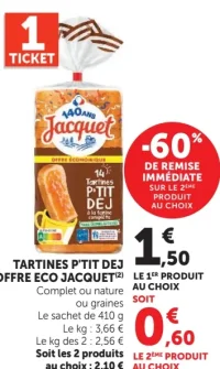 Tartines P'tit Dej offre eco Jacquet