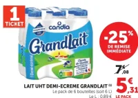 Lait UHT Demi-Écrémé Candia Grandlait