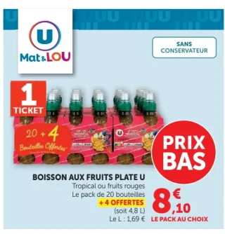 BOISSON AUX FRUITS PLATE U Tropical ou fruits rouges Mat & Lou