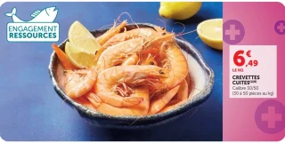 Crevettes cuites Calibre 30/50