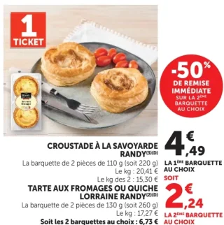 Croustade à la savoyarde ou Tarte aux fromages ou Quiche lorraine Randy