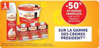Gamme de crèmes Président (Crème Fouettée, Crème Fraîche, Secret de Crème)