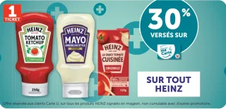 Gamme de produits Heinz (Tomato Ketchup, Mayo, La Sauce Tomate Cuisinée)