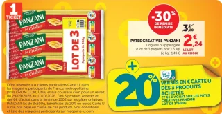 PATES CREATIVES PANZANI Linguine ou pipe rigate LOT DE 3