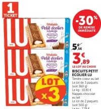 Biscuits Petit Écolier Lu Tendre coeur au lait