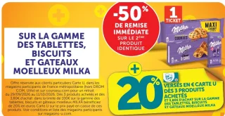Sur la gamme des tablettes, biscuits et gâteaux moelleux Milka