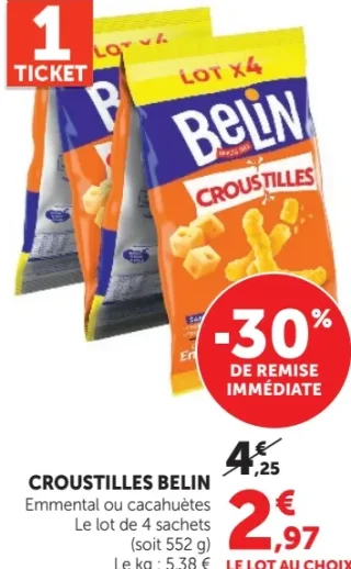 CROUSTILLES BELIN Emmental ou cacahuètes