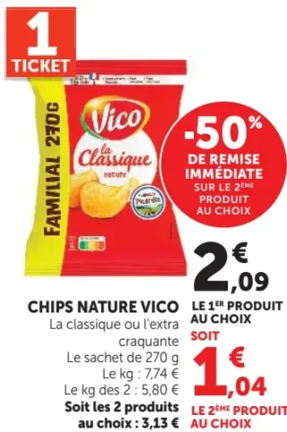 Chips Nature Vico La classique ou l'extra craquante