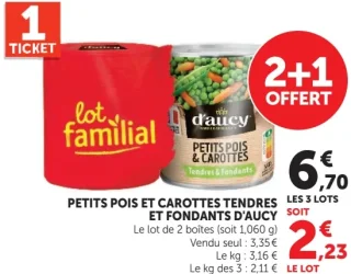 Petits pois et carottes tendres et fondants d'Aucy