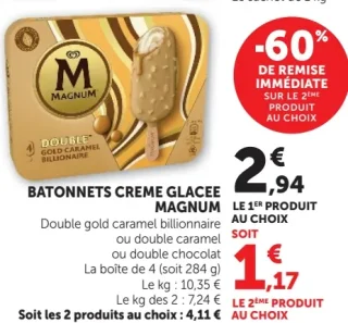 BATONNETS CREME GLACEE MAGNUM Double gold caramel billionaire