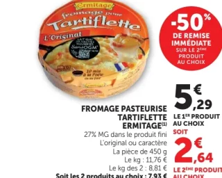 Fromage pasteurisé Tartiflette Ermitage