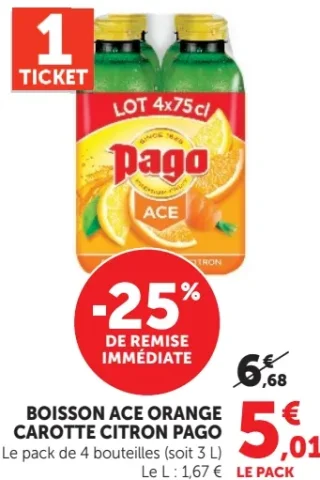 Boisson ACE Orange Carotte Citron Pago