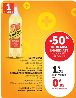 Schweppes Agrumes ou indian tonic / Schweppes Zero Agrumes