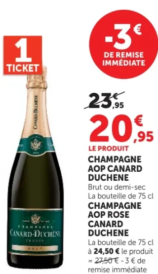 Champagne AOP Canard Duchene Brut ou demi-sec / Rose