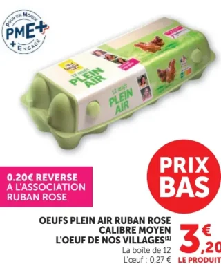 Oeufs plein air Ruban Rose calibre moyen L'oeuf de nos villages