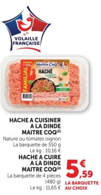 Haché à cuisiner ou haché à cuire à la dinde Maître CoQ