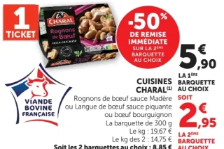 Rognons de boeuf sauce Madère ou Langue de boeuf sauce piquante ou boeuf bourguignon Charal
