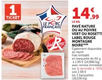 Pavé nature ou au poivre vert ou rosette Label Rouge Montagne Noire