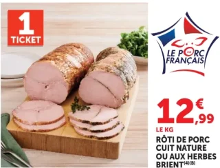 Rôti de porc cuit nature ou aux herbes Brient
