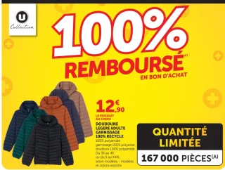 Doudoune légère adulte garnissage 100% recyclé U Collection