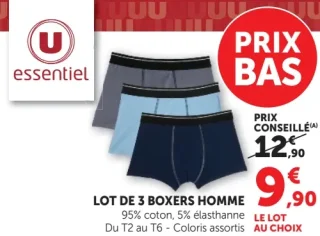 Lot de 3 boxers homme U essentiel