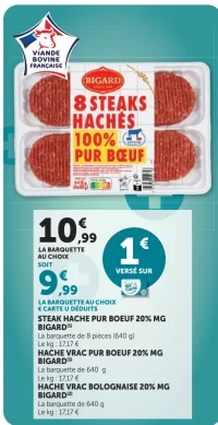 8 Steaks Hachés 100% pur bœuf Bigard