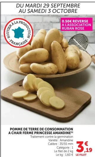 Pomme de terre de consommation a chair ferme Princesse Amandine