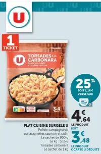 Plat cuisine surgelé U