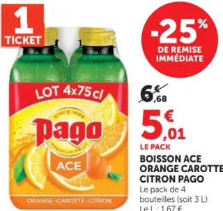 Boisson Pago Ace orange carotte citron