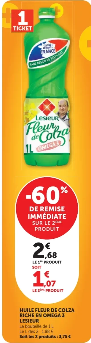 Huile Fleur de Colza Riche en Omega 3 Lesieur