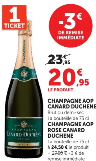 CHAMPAGNE AOP CANARD DUCHENE Brut ou demi-sec ou rose