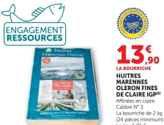 Huitres Marennes Oléron Fines de Claire IGP